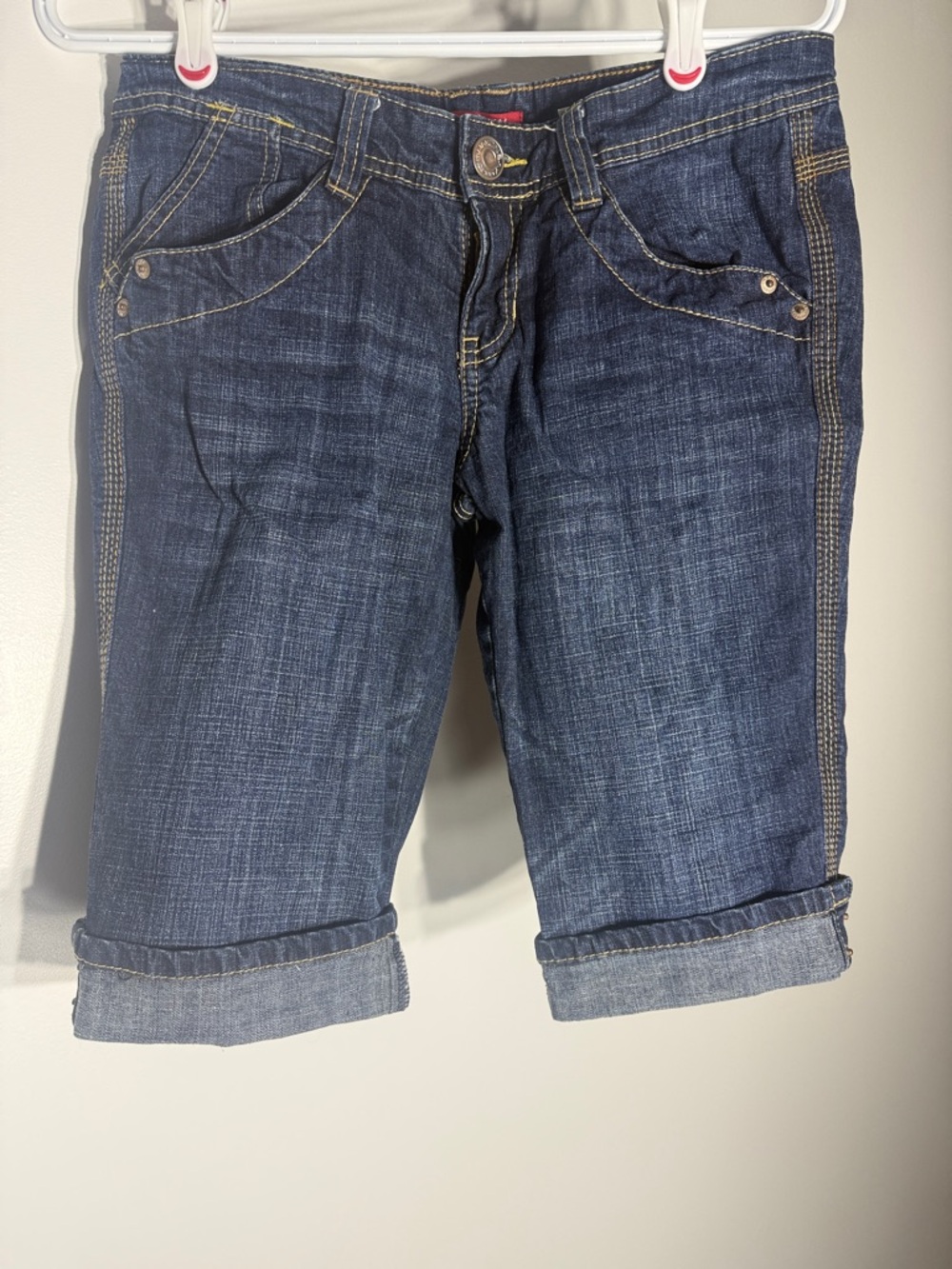 UNIONBAY Dark Blue Denim Capris with Cuffed Hem
